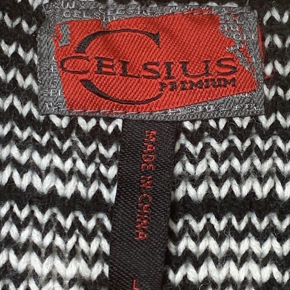 Celsius Premium | Black White Knit Open Front Aztec Pocket Cardigan Sweater L - Picture 5 of 17